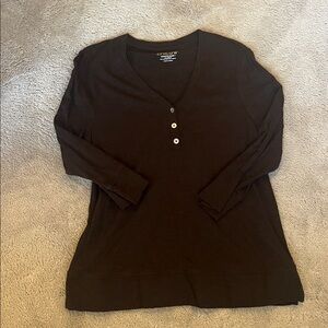 Chico's Brown Fitted 3/4 Sleeve Polo Blouse